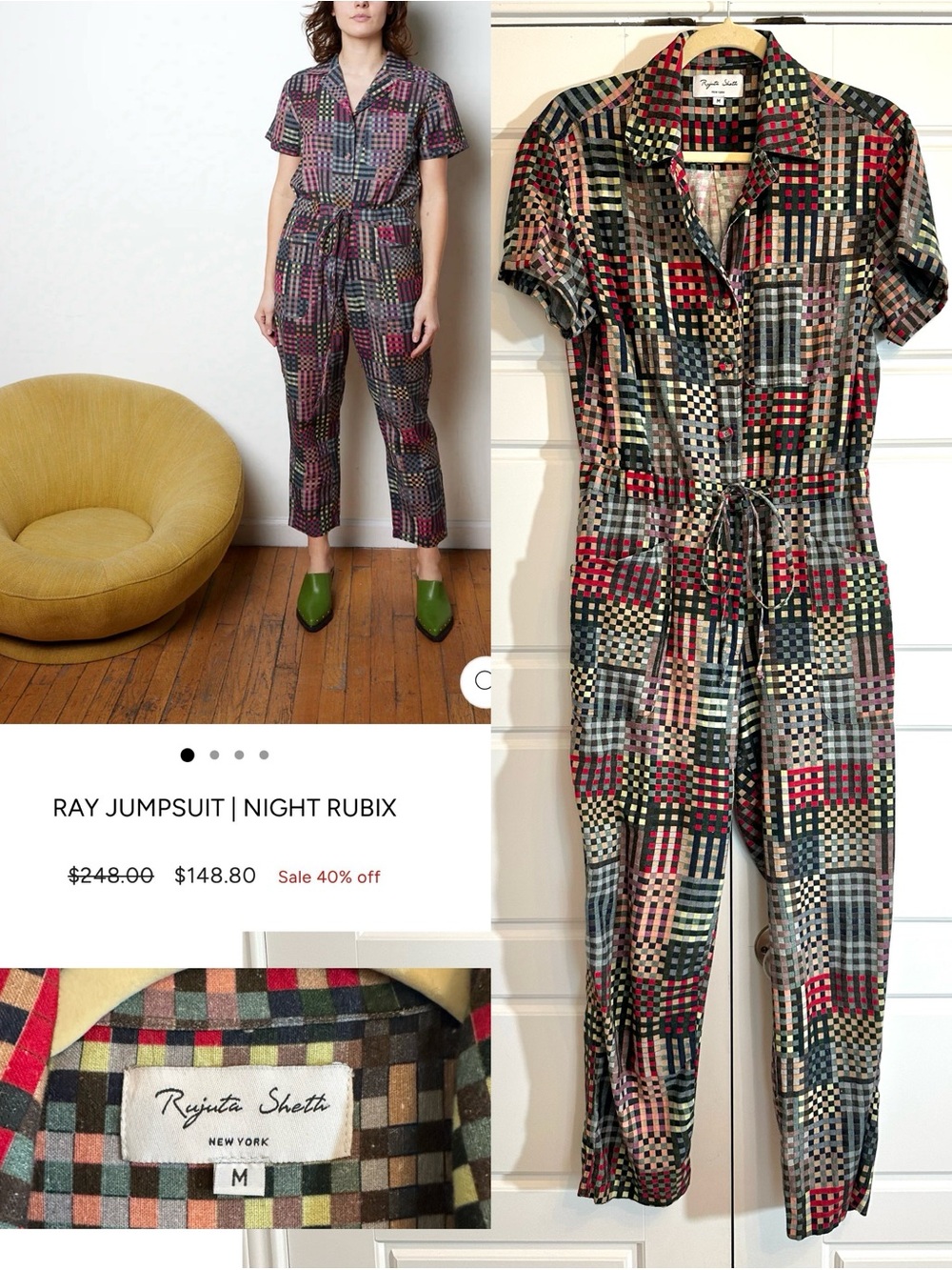 Rujuta Sheth Night Rubix Colorful Check Plaid Jumpsuit